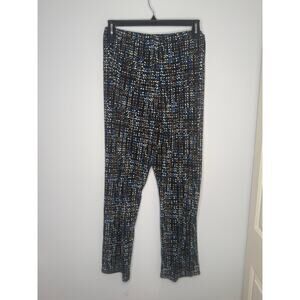 NorthStyle Black Abstract Print Pull On Wide Leg Loose Pants Sz XL Comfy Cozy